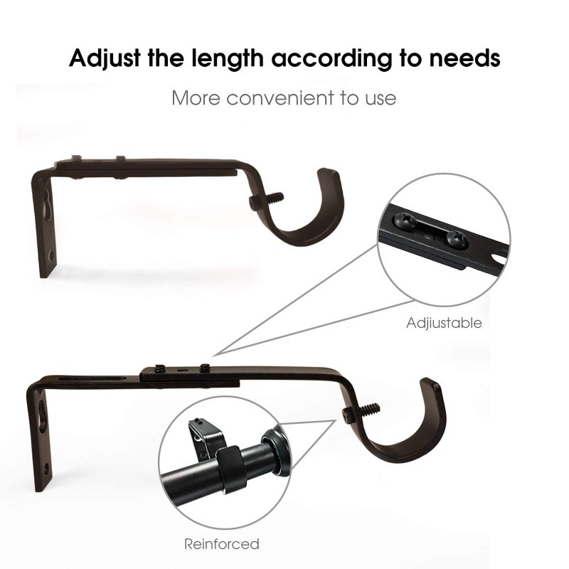 IHRDNNR Curtain Rod Holders Heavy Duty Adjustable Rod Brackets for 7/8 or 1 Inch Rods, Set of 3 (Bronze) - Image 2